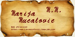 Marija Mučalović vizit kartica